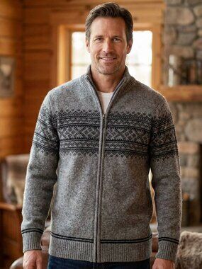 Lorenzo Magni | Men’s Cardigan Wool Sweater | Size Medium